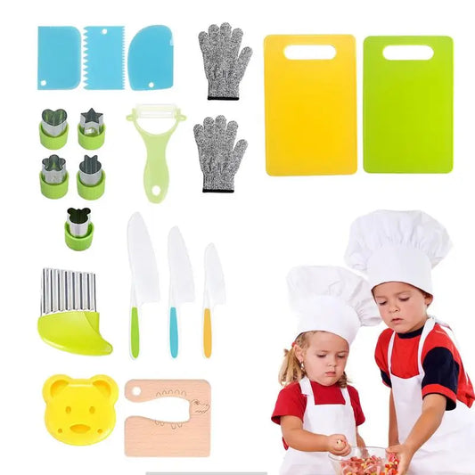 19PCS Montessori Kitchen Tools For Toddlers-Kids Cooking Sets Safe For