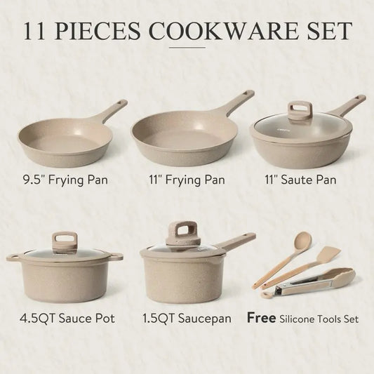 Pots and Pans Set,11 Pcs Non Stick Cookware Set, Induction Stone